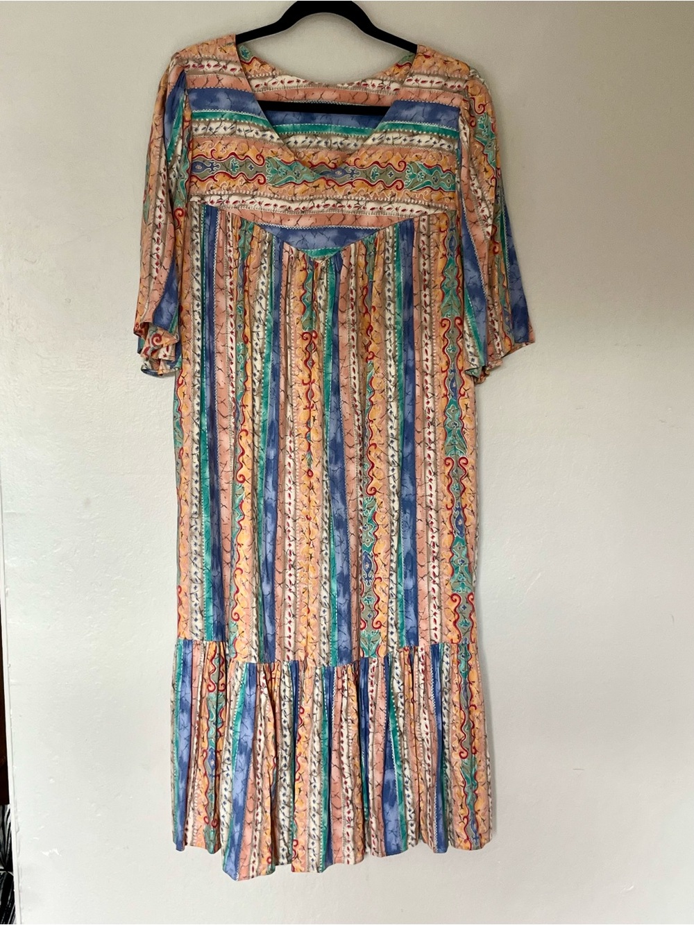 Vintage Two Potato Midi Dress Size XL Lounge House Dress Muumuu Art to Wear Boho